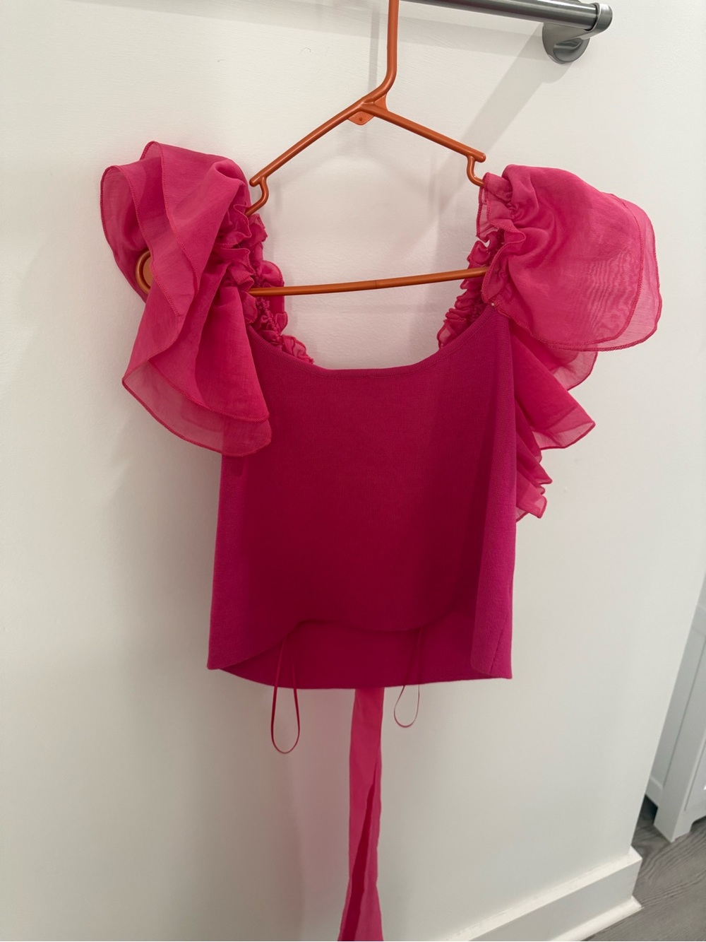 Fuchsia Ruffle-Sleeve Camisole